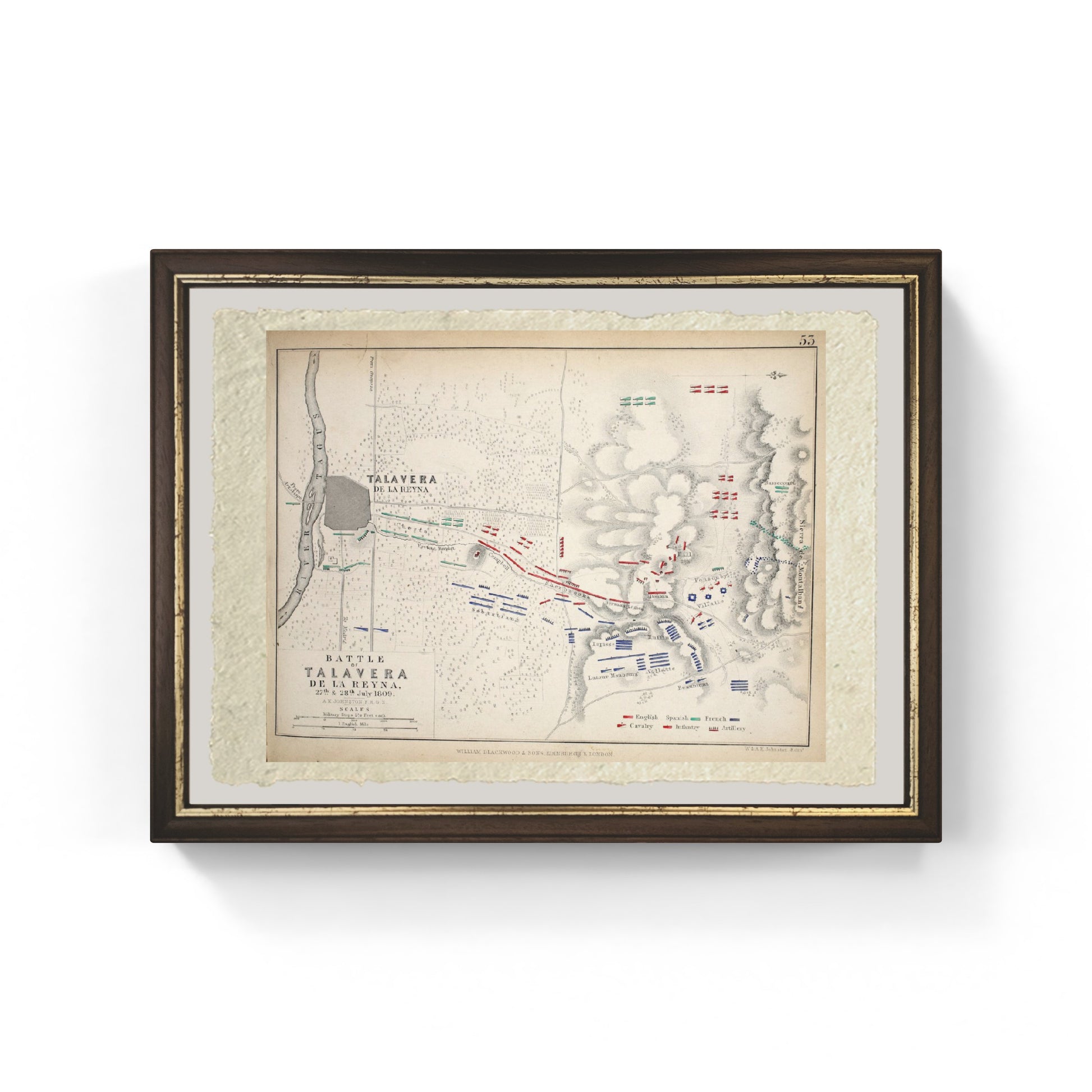 Mappa della battaglia di Talavera, pubblicata da William Blackwood and Sons