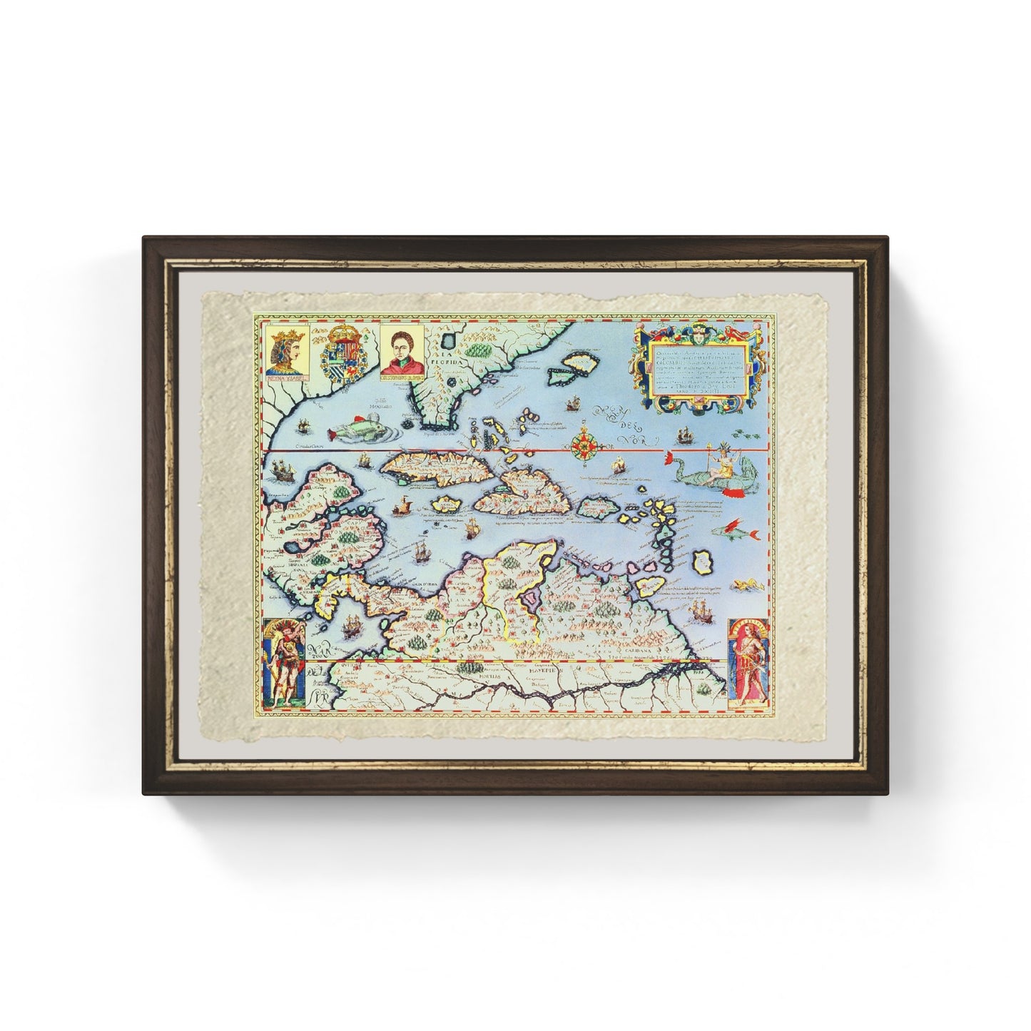Mappa delle isole dei Caraibi e dello stato americano della Florida, Theodore de Bry