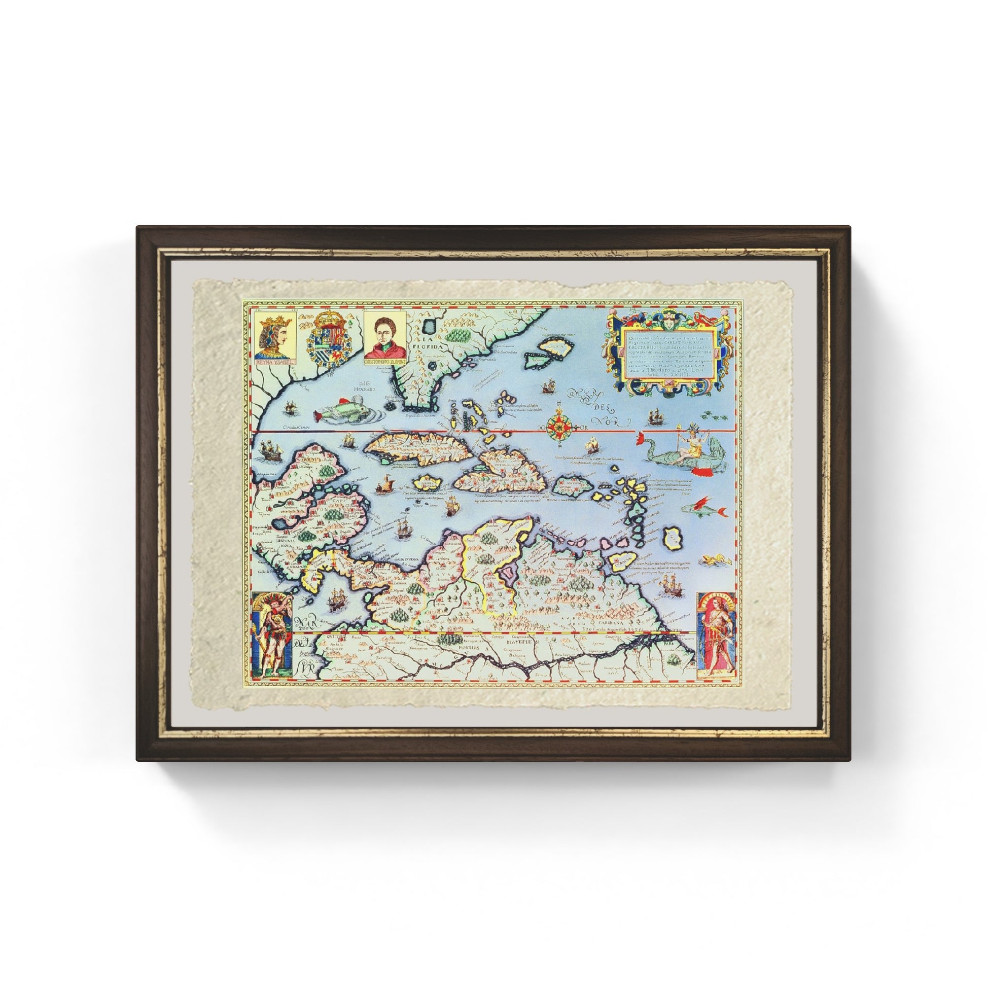 Mappa delle isole dei Caraibi e dello stato americano della Florida, Theodore de Bry
