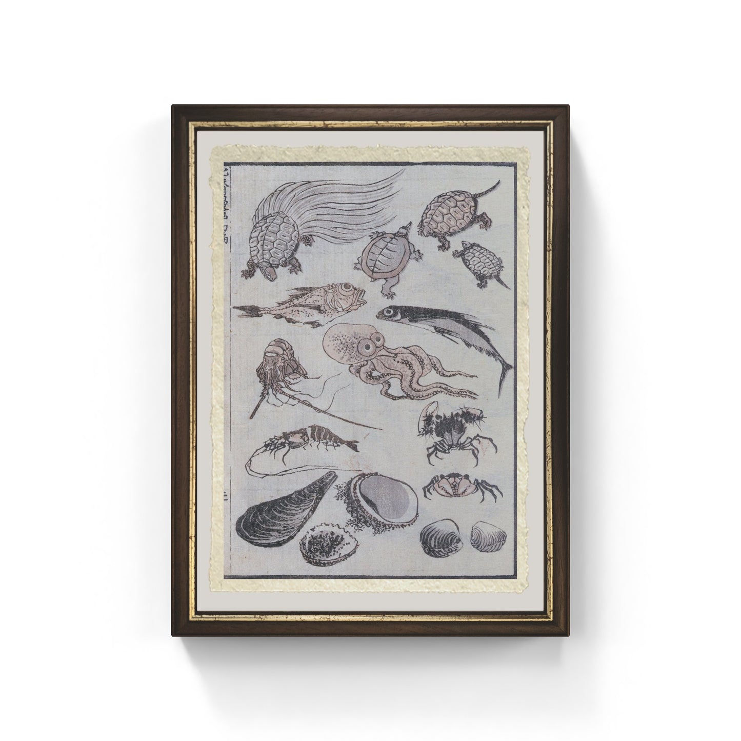 creature sottomarine di Katsushika Hokusai su carta Amalfi