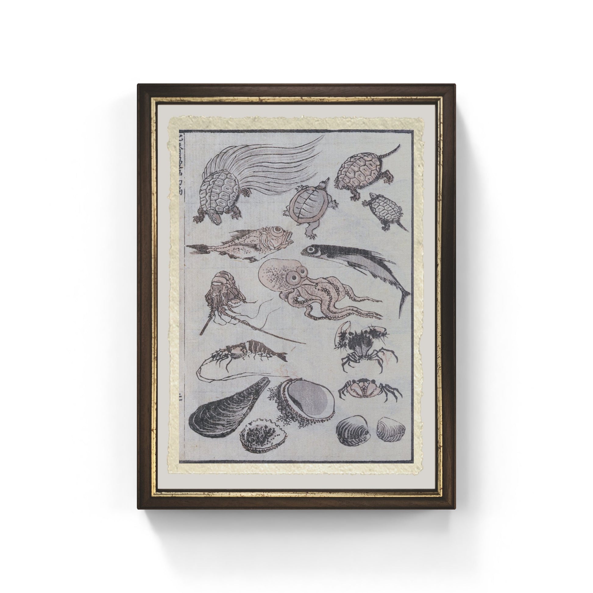 creature sottomarine di Katsushika Hokusai su carta Amalfi