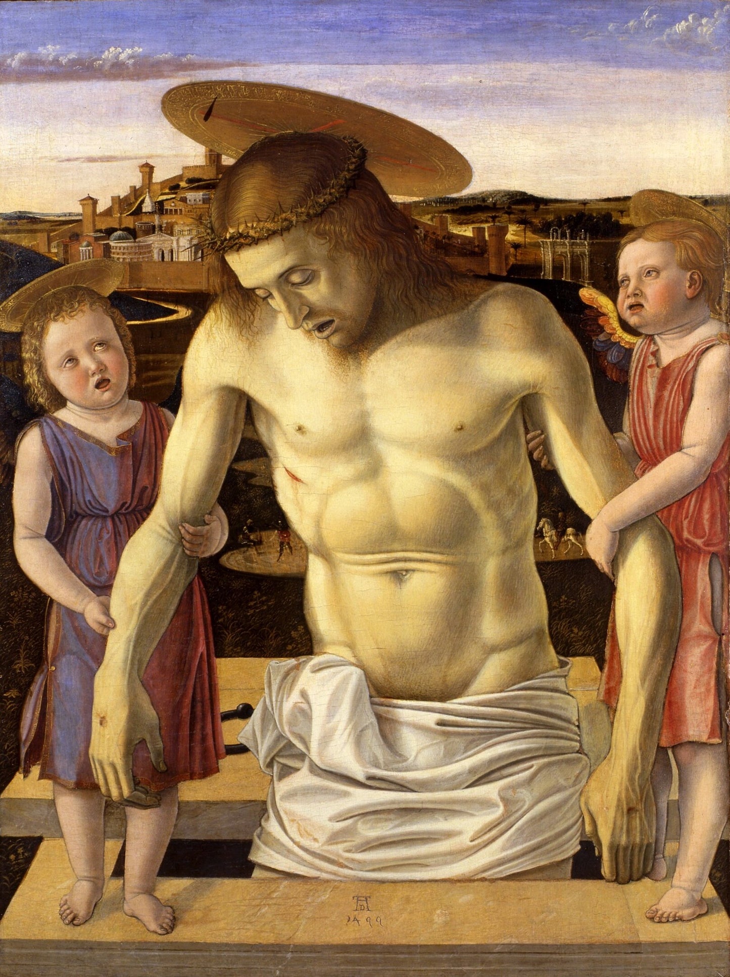 Cristo morto sorretto da due angeli - Giovanni Bellini su pregiata carta Amalfi