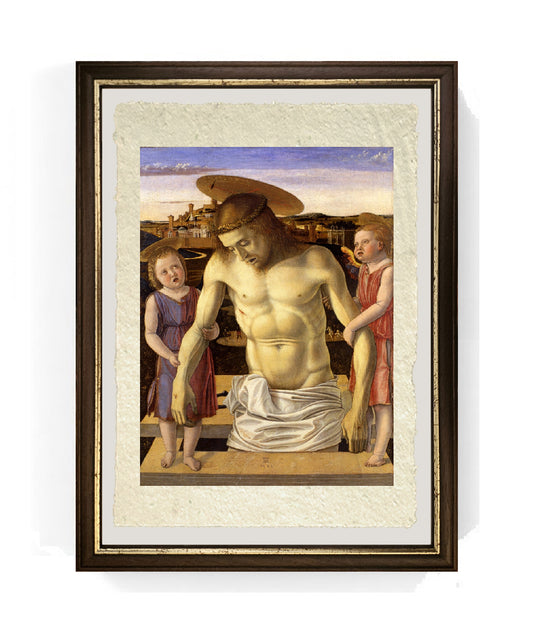Cristo morto sorretto da due angeli - Giovanni Bellini su pregiata carta Amalfi