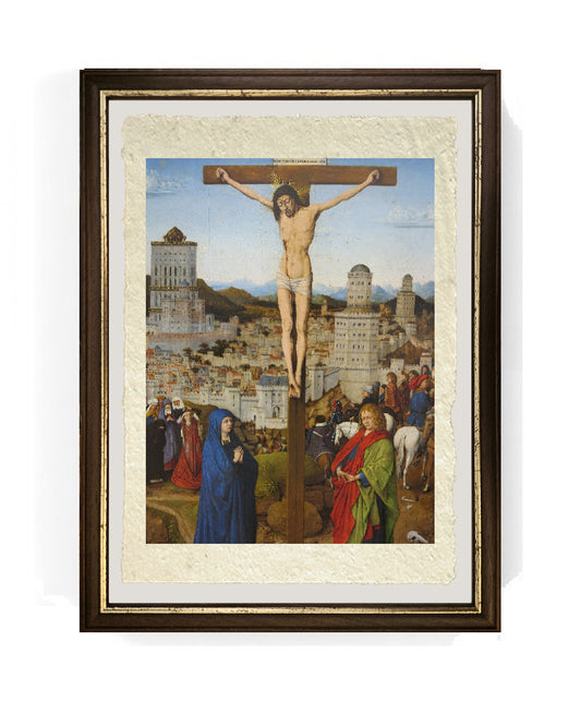 La Crocifissione - Jan van Eyck su pregiata carta Amalfi