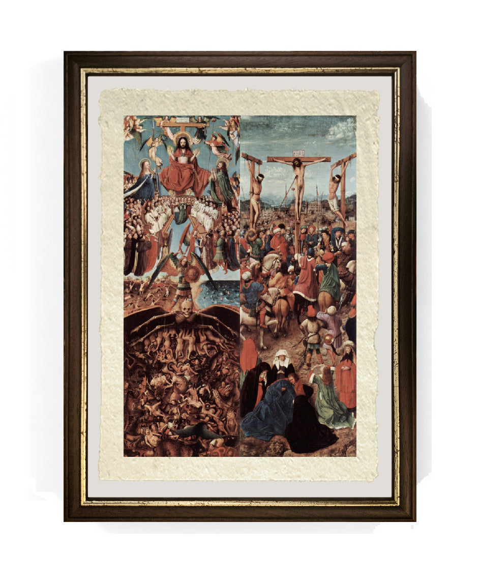 Crocefissione e giudizio finale - Jan van Eyck su pregiata carta Amalfi