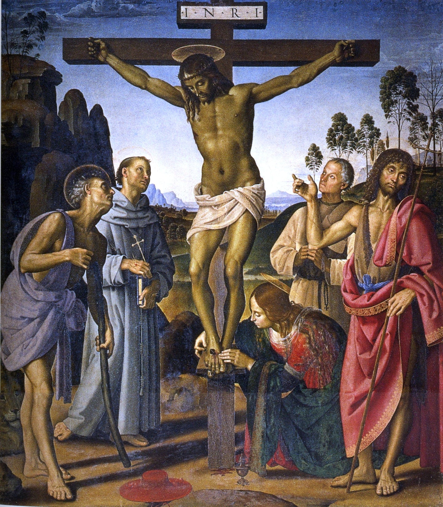 Crocifissione - Perugino - Pietro Vannucci su pregiata carta Amalfi