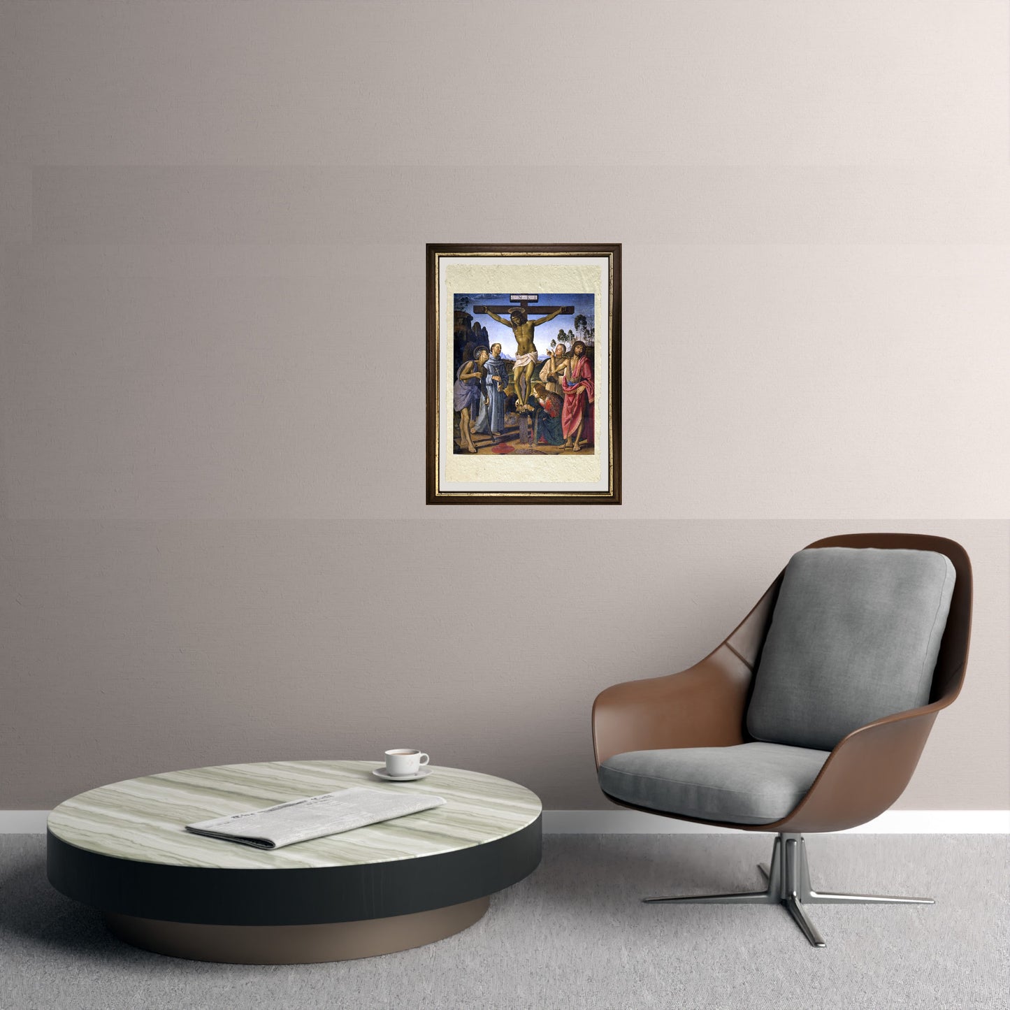 Crocifissione - Perugino - Pietro Vannucci su pregiata carta Amalfi