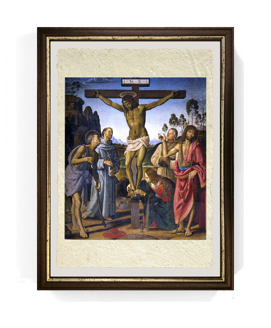 Crocifissione - Perugino - Pietro Vannucci su pregiata carta Amalfi