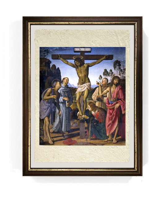 Crocifissione - Perugino - Pietro Vannucci su pregiata carta Amalfi
