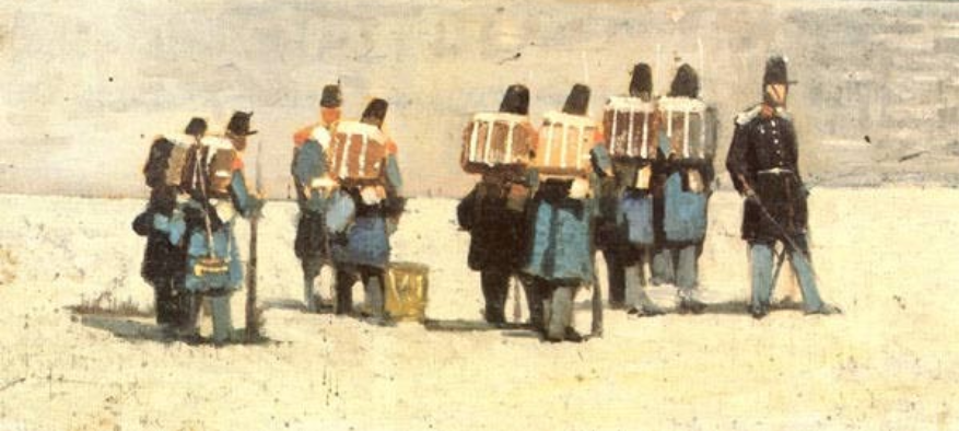 Soldati francesi del '59 di Giovanni Fattori su pregiata carta Amalfi