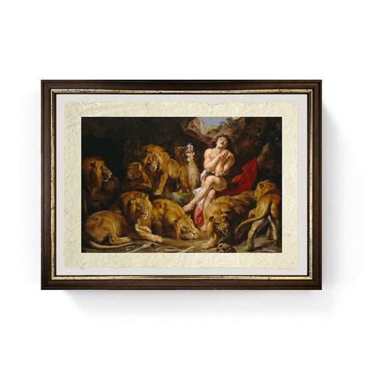 Daniele nella fossa dei leoni - Peter Paul Rubens su pregiata carta Amalfi