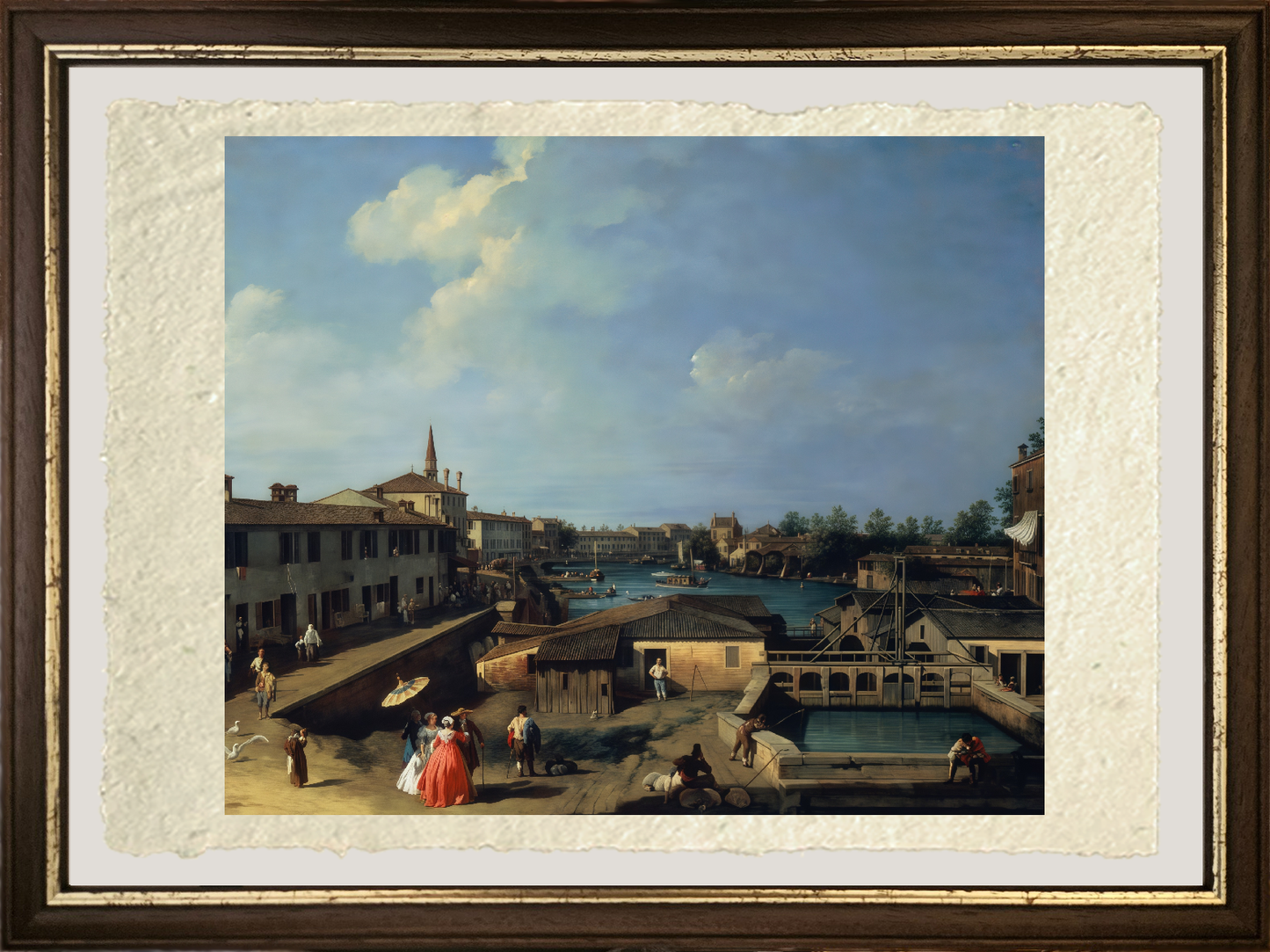 Dettaglio di Dolo sul Brenta su carta Amalfi di Giovanni Antonio Canal detto Canaletto