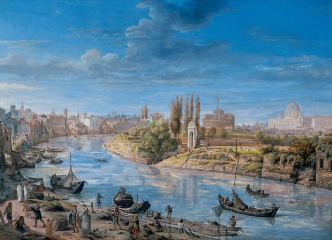 View of the Tiber with Castel Sant'Angelo and St. Peter's - Gaspare Vanvitelli - Gaspar van Wittel
