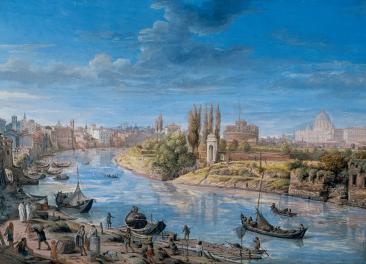 View of the Tiber with Castel Sant'Angelo and St. Peter's - Gaspare Vanvitelli - Gaspar van Wittel