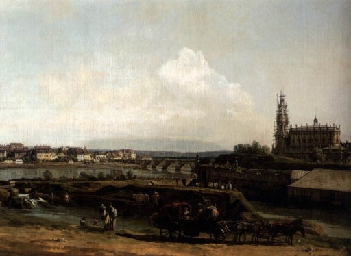 Dresden from the left bank of the Elbe, under the fortifications - Bernardo Bellotto