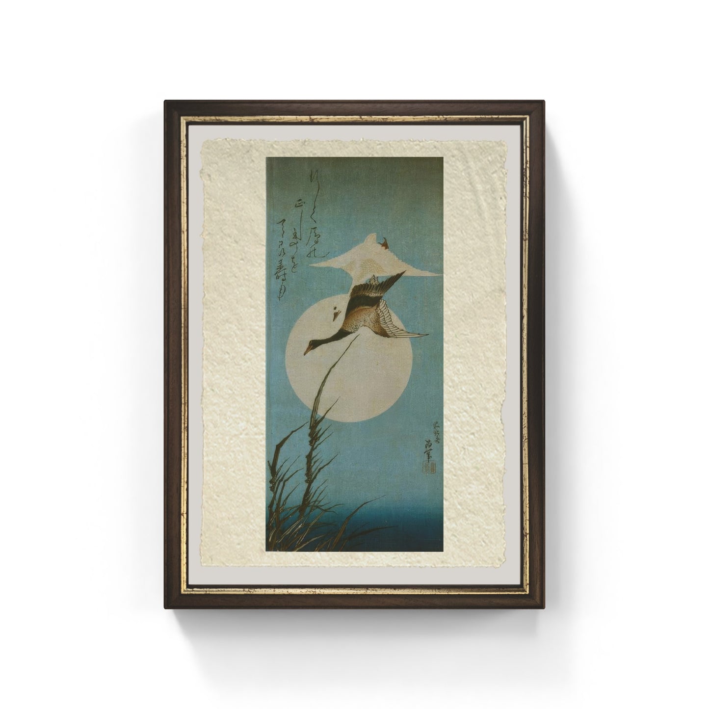 Due oche selvatiche di Katsushika Hokusai stampata su carta Amalfi