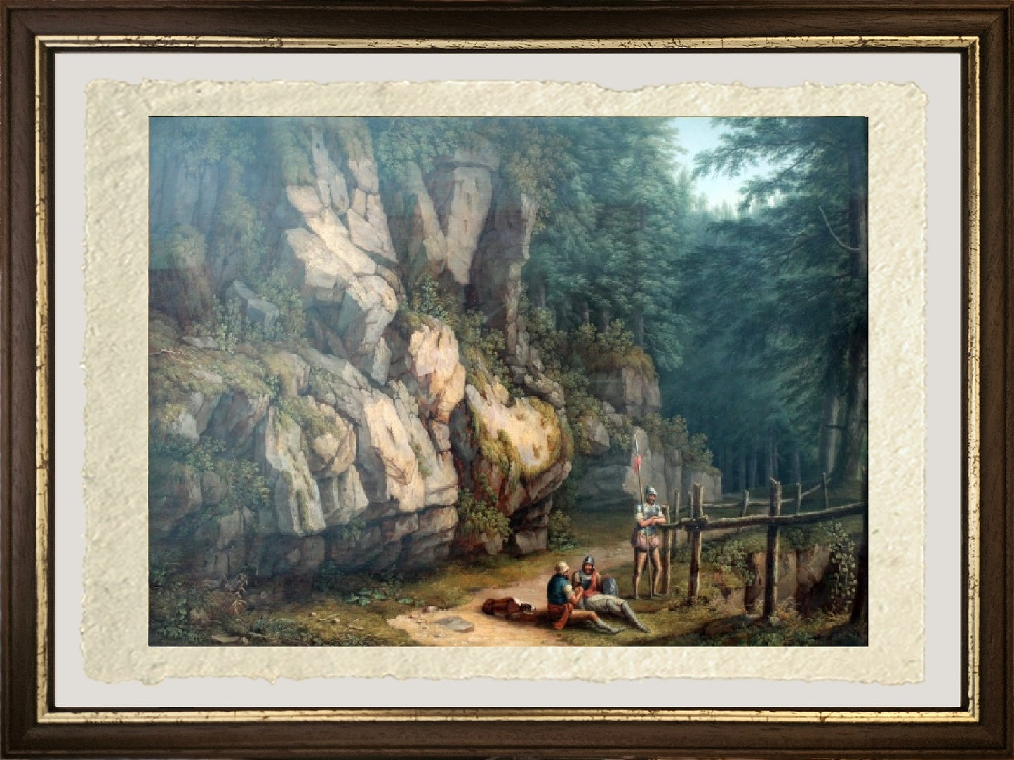 Due guerrieri in un paesaggio di alberi e rocce - Jakob-Philipp Hackert