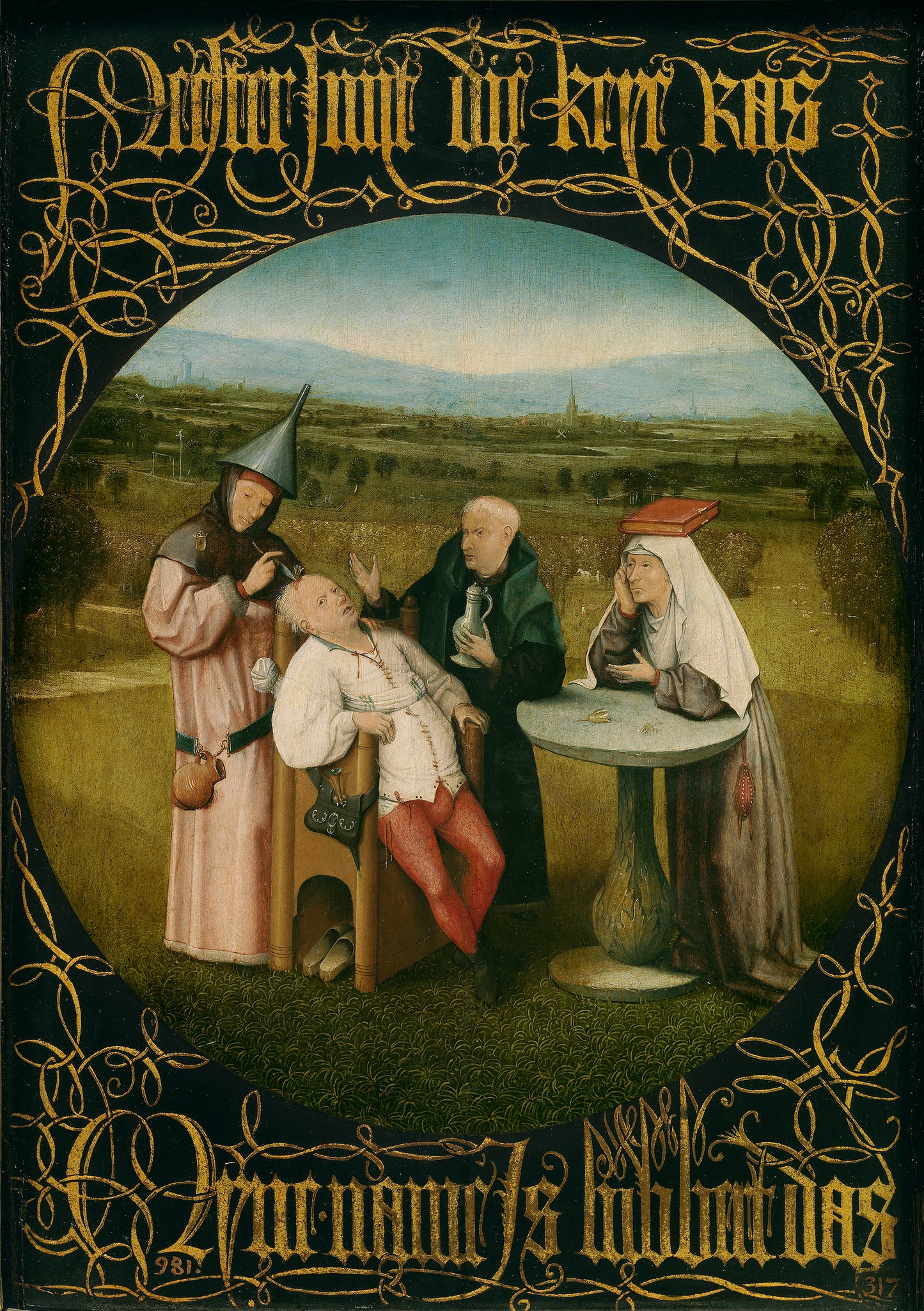 Estrazione della pietra della follia di Hieronymus Bosch su pregiata carta Amalfi