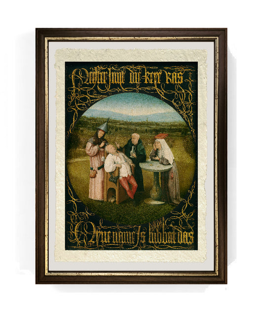 Estrazione della pietra della follia di Hieronymus Bosch su pregiata carta Amalfi