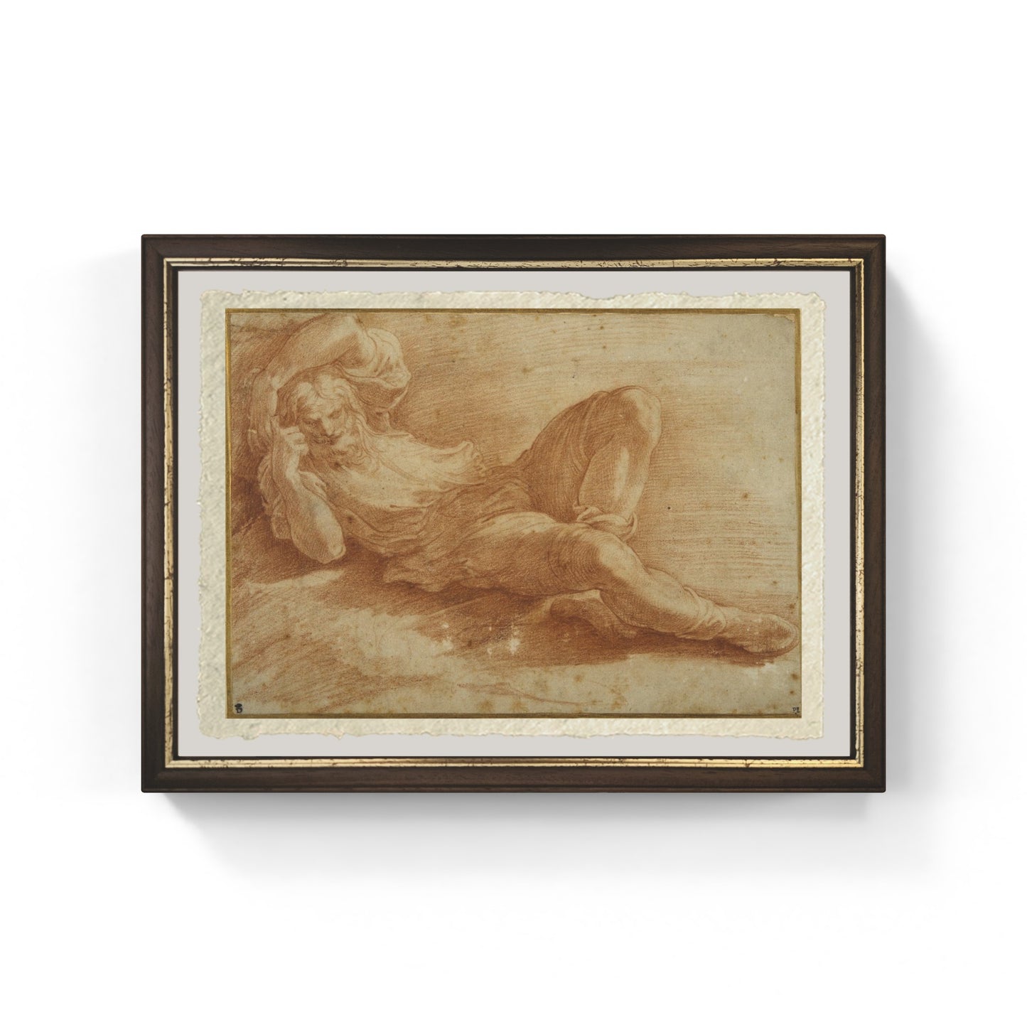 Figura barbuta dormiente di Parmigianino su carta Amalfi