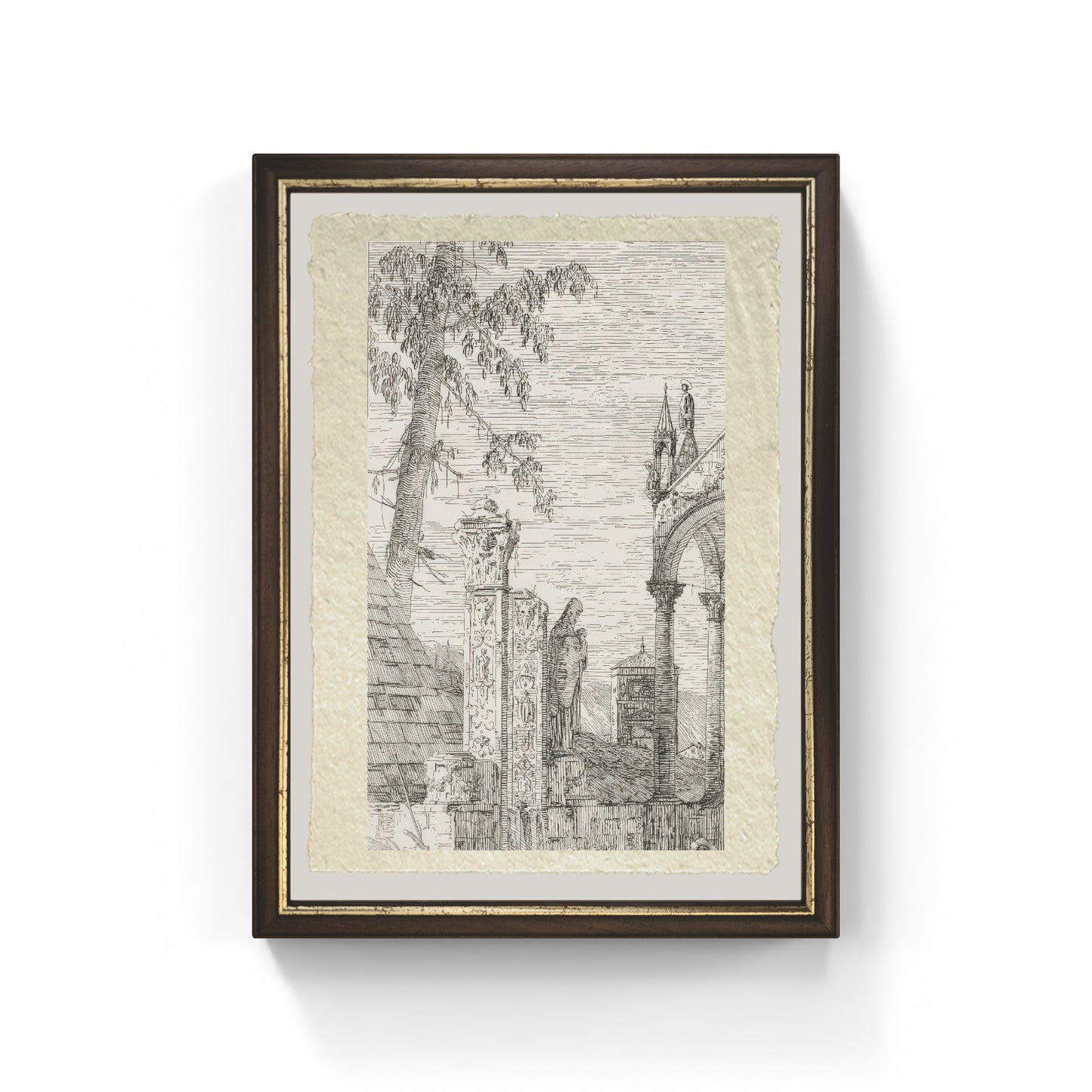 Frammenti di scultura di Giovanni Antonio Canal detto Canaletto su carta Amalfi