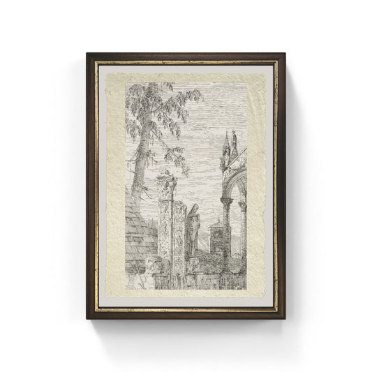 Frammenti di scultura di Giovanni Antonio Canal detto Canaletto su carta Amalfi