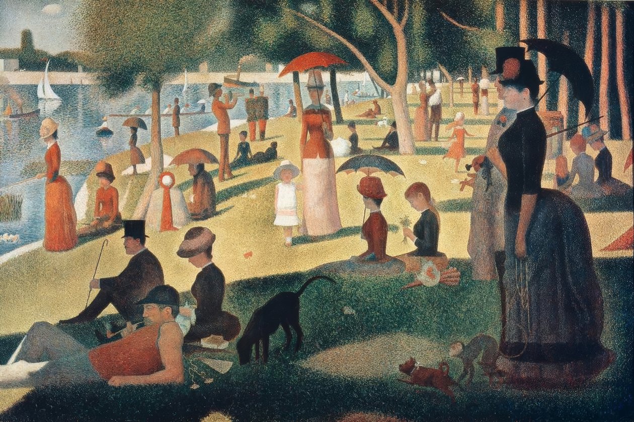 Una domenica pomeriggio sull'isola della Grande-Jatte di Georges Seurat su pregiata carta Amalfi