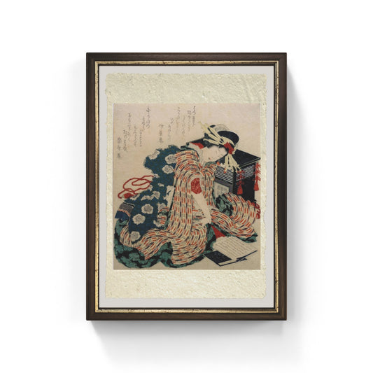 Riproduzione su carta Amalfi dell’opera Giovane donna che legge il libro del cuscino di Katsushika Hokusai