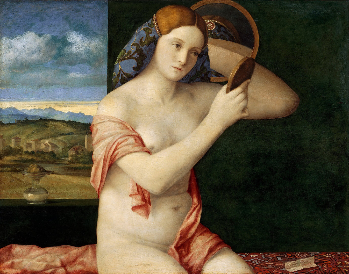 Giovane donna nuda allo specchio - Giovanni Bellini su pregiata carta Amalfi