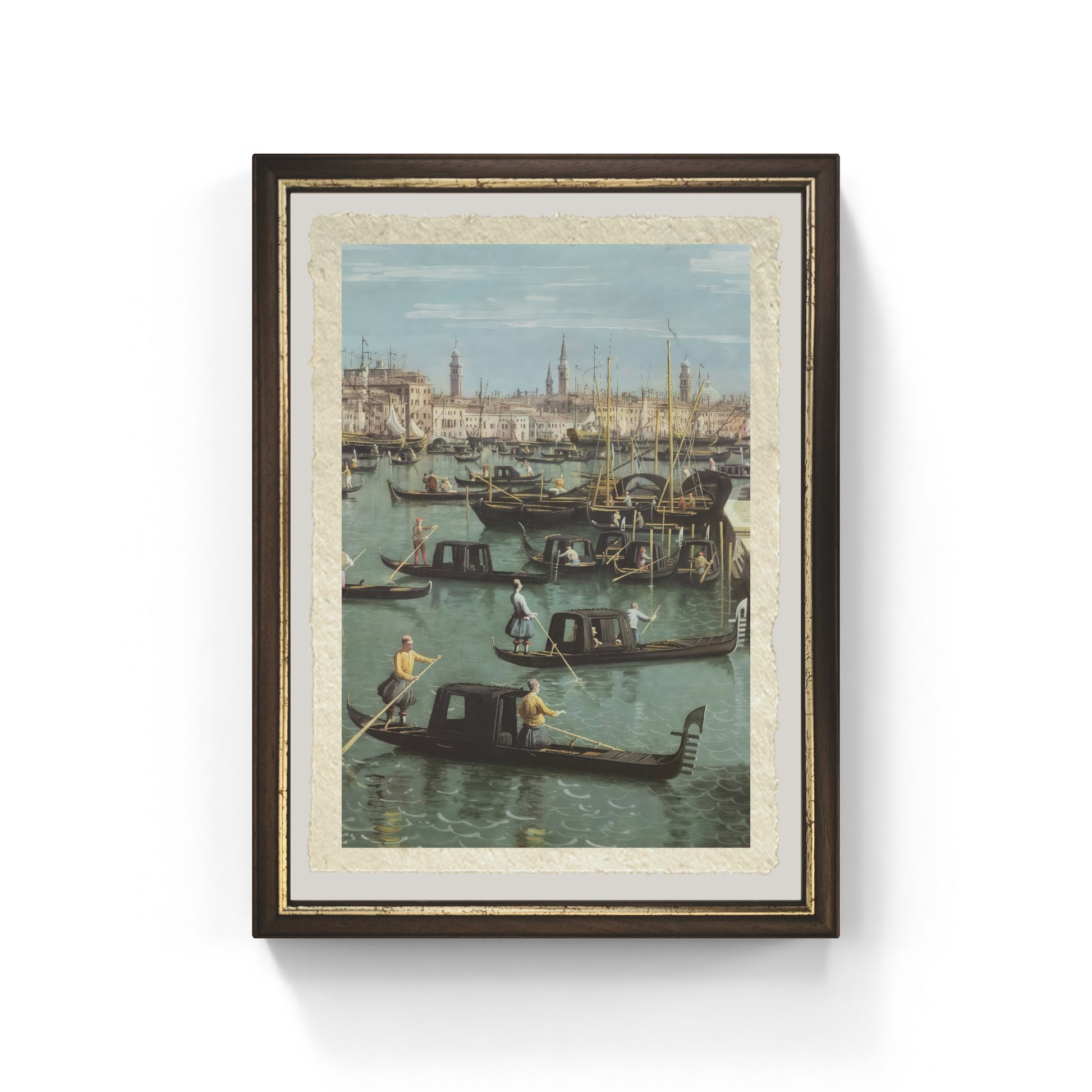 Gondolieri vicino all'ingresso del Canal Grande di Giovanni Antonio Canal detto Canaletto su carta Amalfi