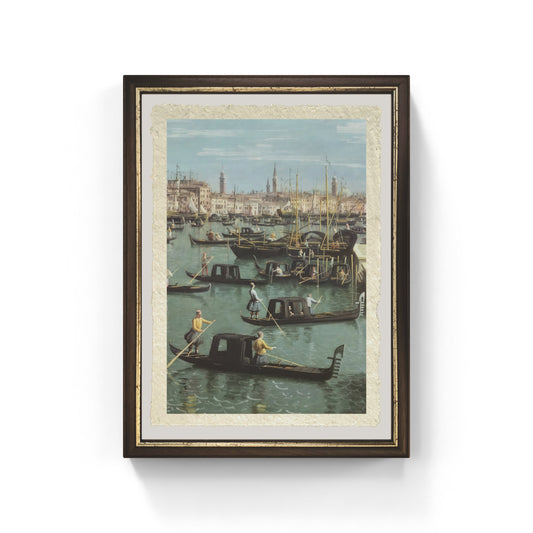 Gondolieri vicino all'ingresso del Canal Grande di Giovanni Antonio Canal detto Canaletto su carta Amalfi
