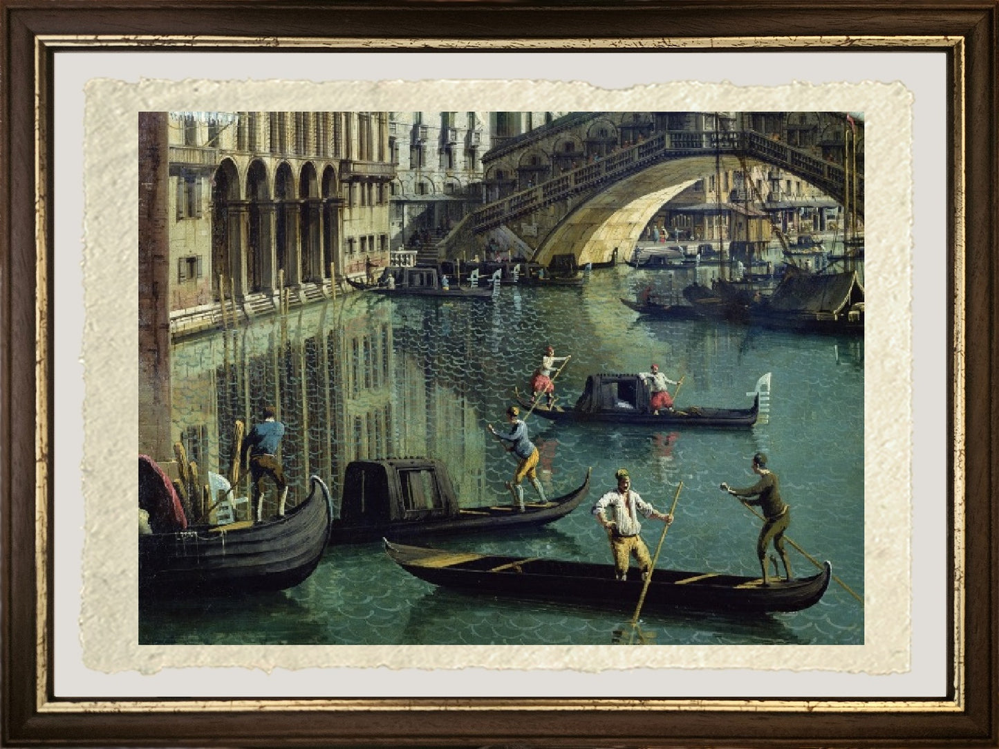 Gondoliers near the Rialto Bridge (detail) - Giovanni Antonio Canal, known as Canaletto