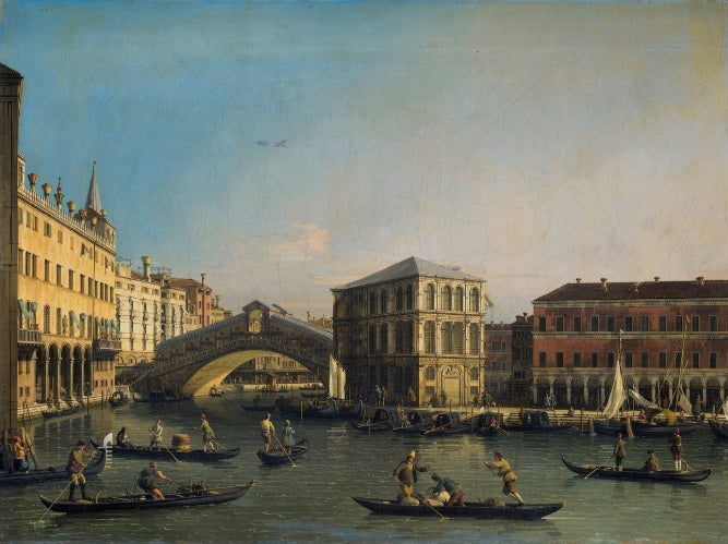 The Grand Canal with the Rialto Bridge and the Fondaco dei Tedeschi - Giovanni Antonio Canal, known as Canaletto