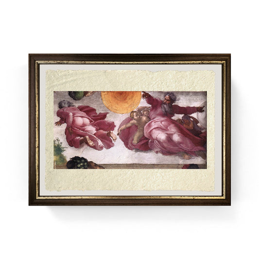 La creazione del Sole, della Luna e delle piante - Michelangelo Buonarroti su carta Amalfi