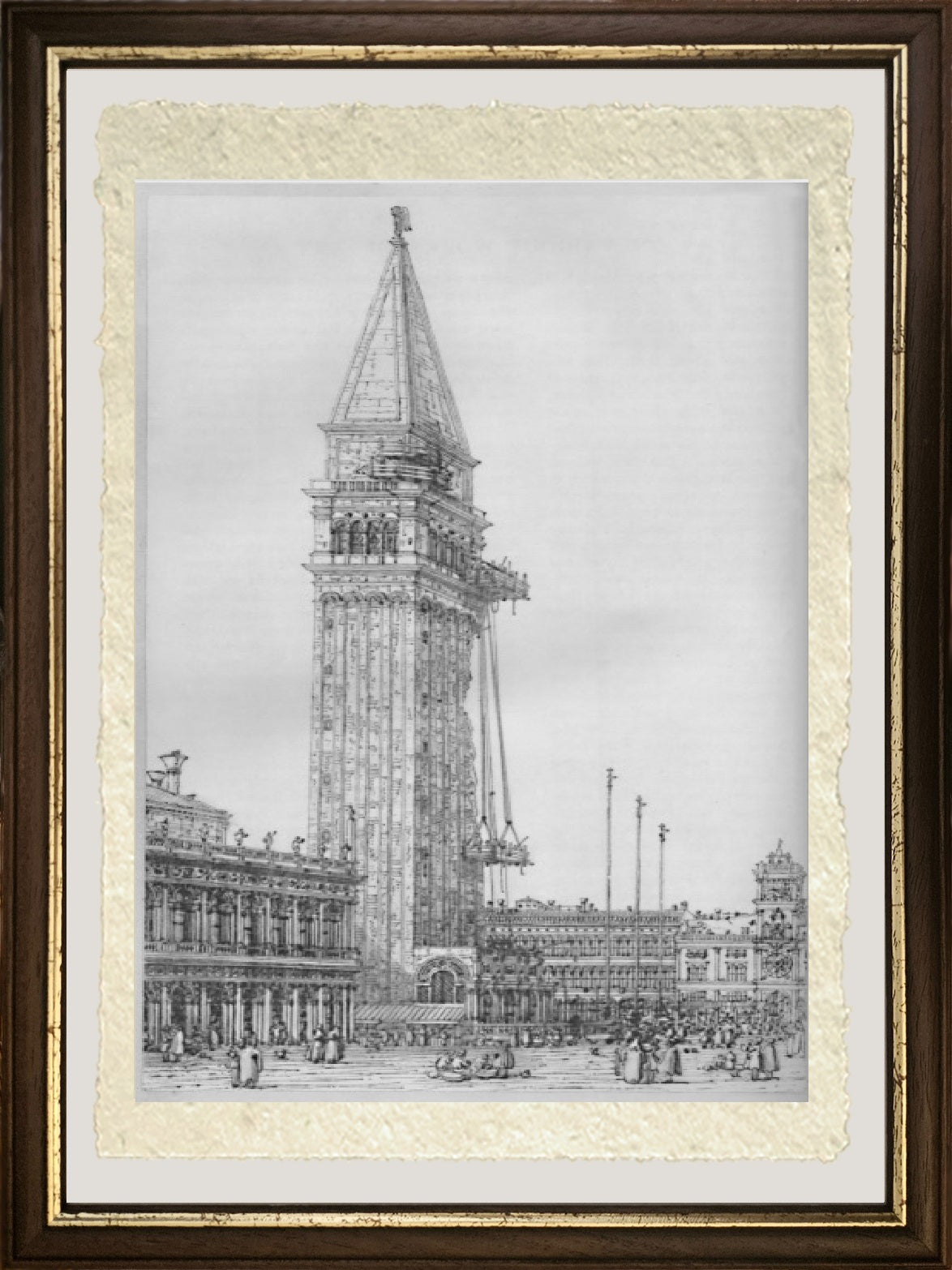 The bell tower of San Marco during repairs in 1745 - Giovanni Antonio Canal known as Canaletto