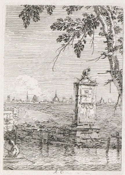 The little monument under a tree - Giovanni Antonio Canal, known as Canaletto