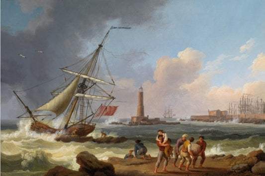 Il porto di Livorno con il salvataggio dei naufraghi - Jakob-Philipp Hackert