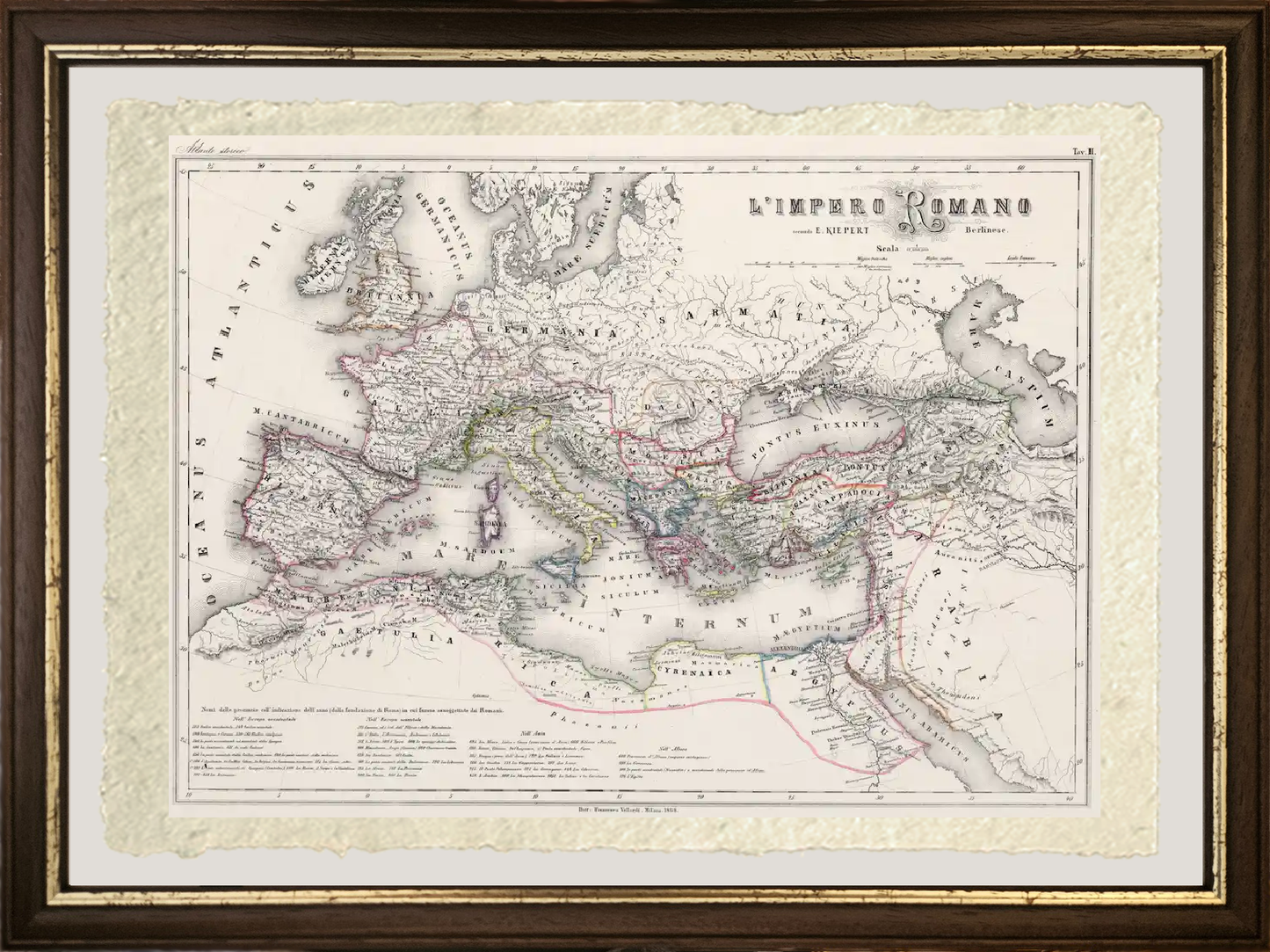 Impero romano massima espansione di Vallardi e Kiepert