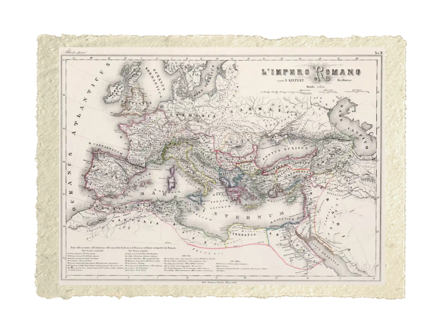 Impero romano massima espansione di Vallardi e Kiepert