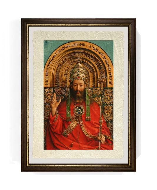 L'Onnipotente (dettaglio) - Jan van Eyck su pregiata carta Amalfi