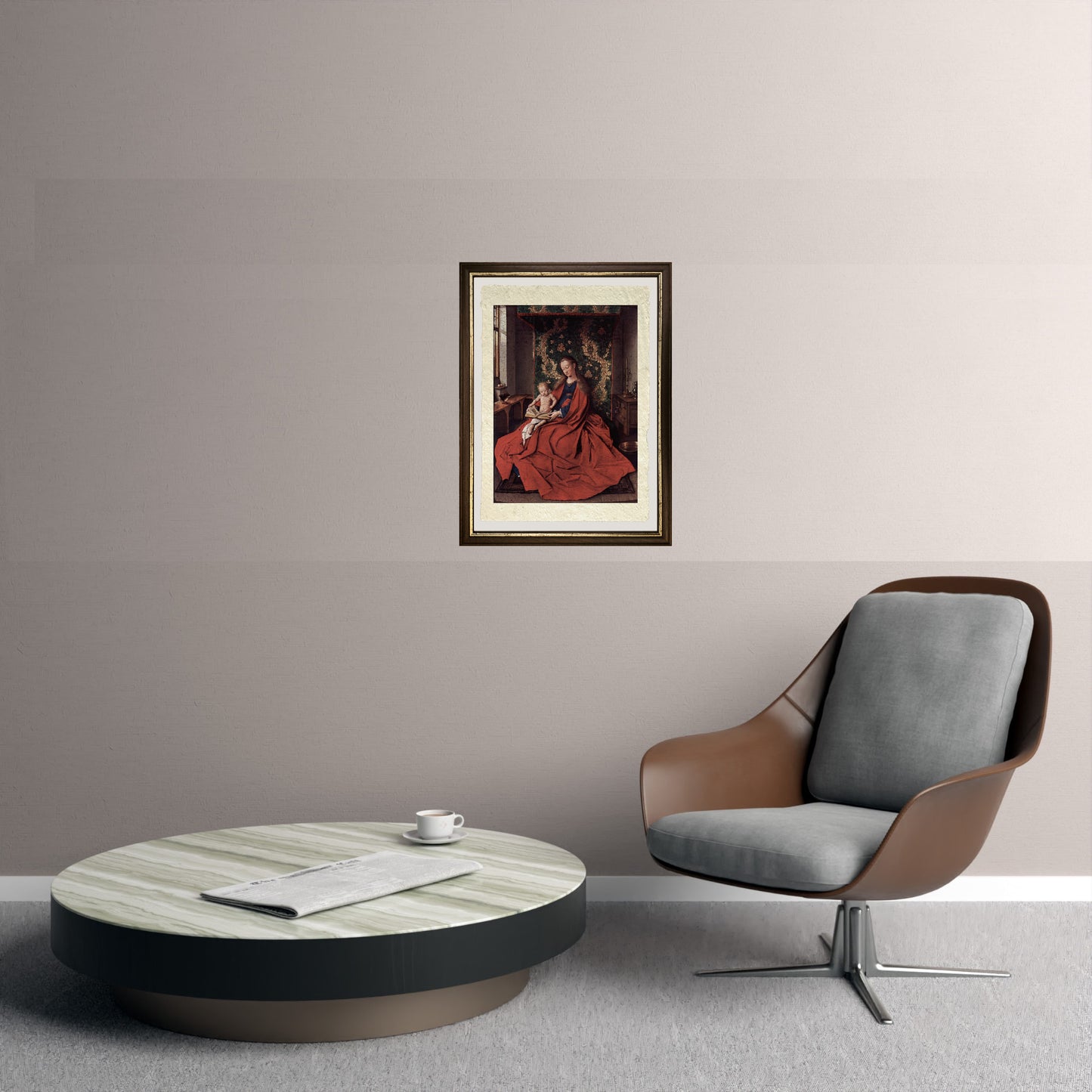 La Madonna col Bambino leggente - Jan van Eyck su pregiata carta Amalfi