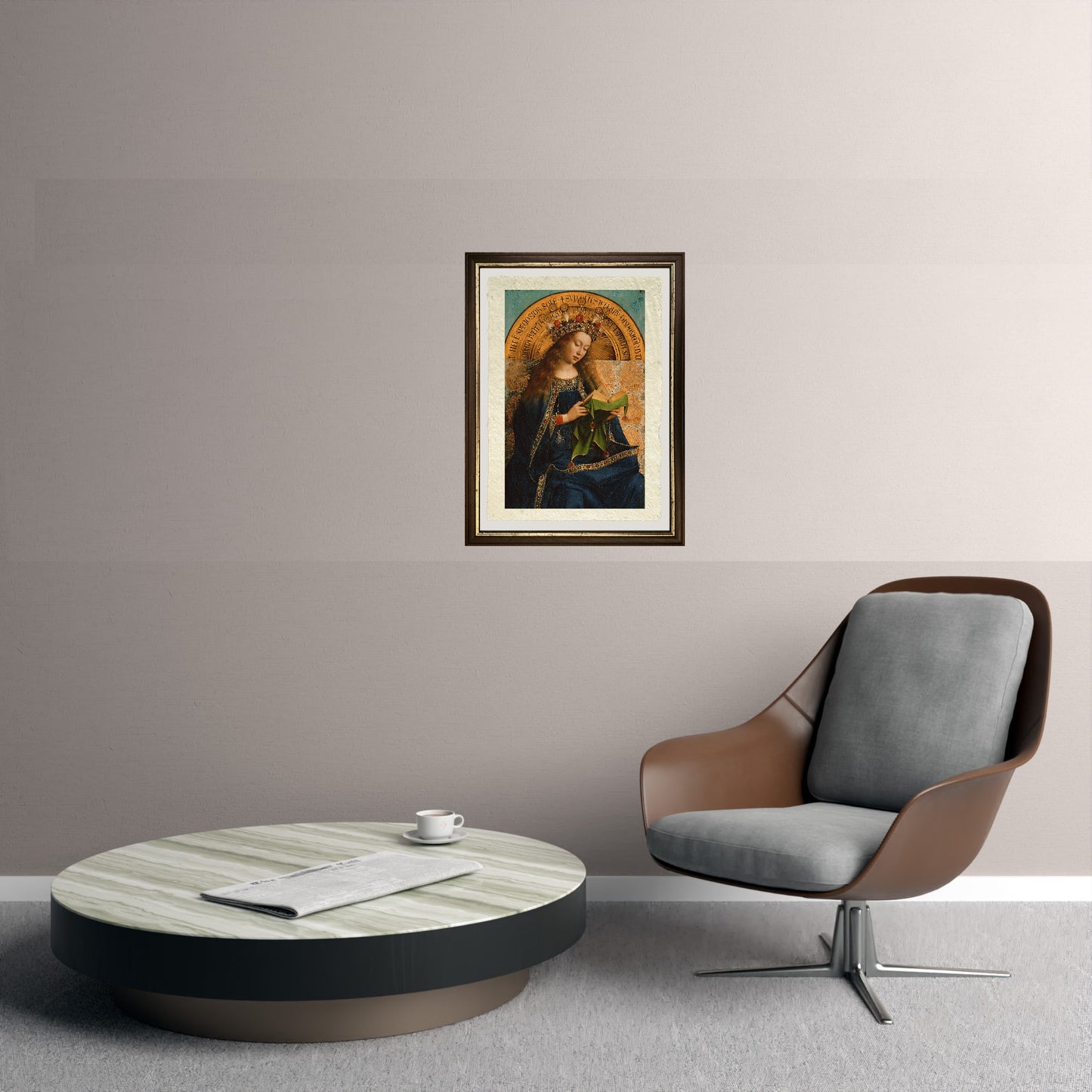 La Vergine Maria (dettaglio) - Jan van Eyck su pregiata carta Amalfi