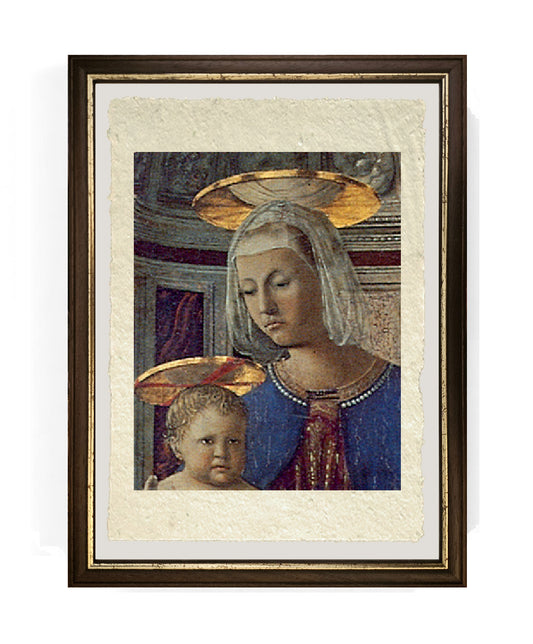 La Vergine e il Bambino con le aureole lucidate a specchio - Piero della Francesca su carta Amalfi