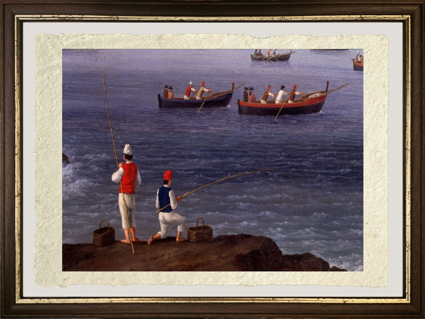 La baia di Napoli vicino a Santa Lucia con le flotte navali che tornano da Algeri (dettaglio) - Jakob-Philipp Hackert