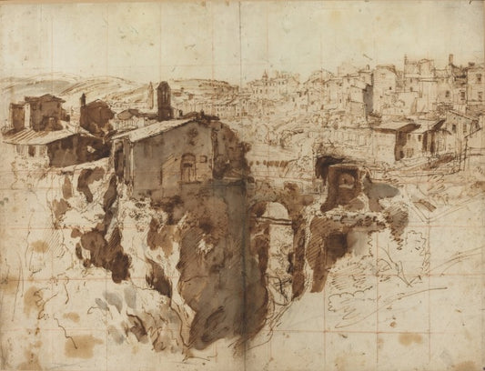 La cascata e la città di Tivoli - Gaspare Vanvitelli - Gaspar van Wittel