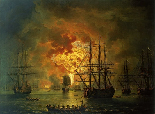 La distruzione della flotta turca nella baia di Chesma, 1772 - Jakob-Philipp Hackert