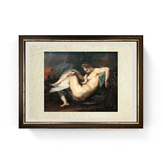 Leda ed il cigno - Peter Paul Rubens su pregiata carta Amalfi