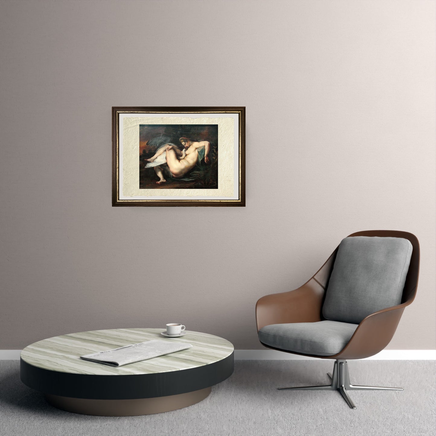 Leda ed il cigno - Peter Paul Rubens su pregiata carta Amalfi