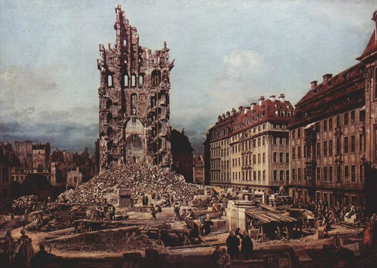 Le rovine della vecchia Kreuzkirche, Dresda - Bernardo Bellotto