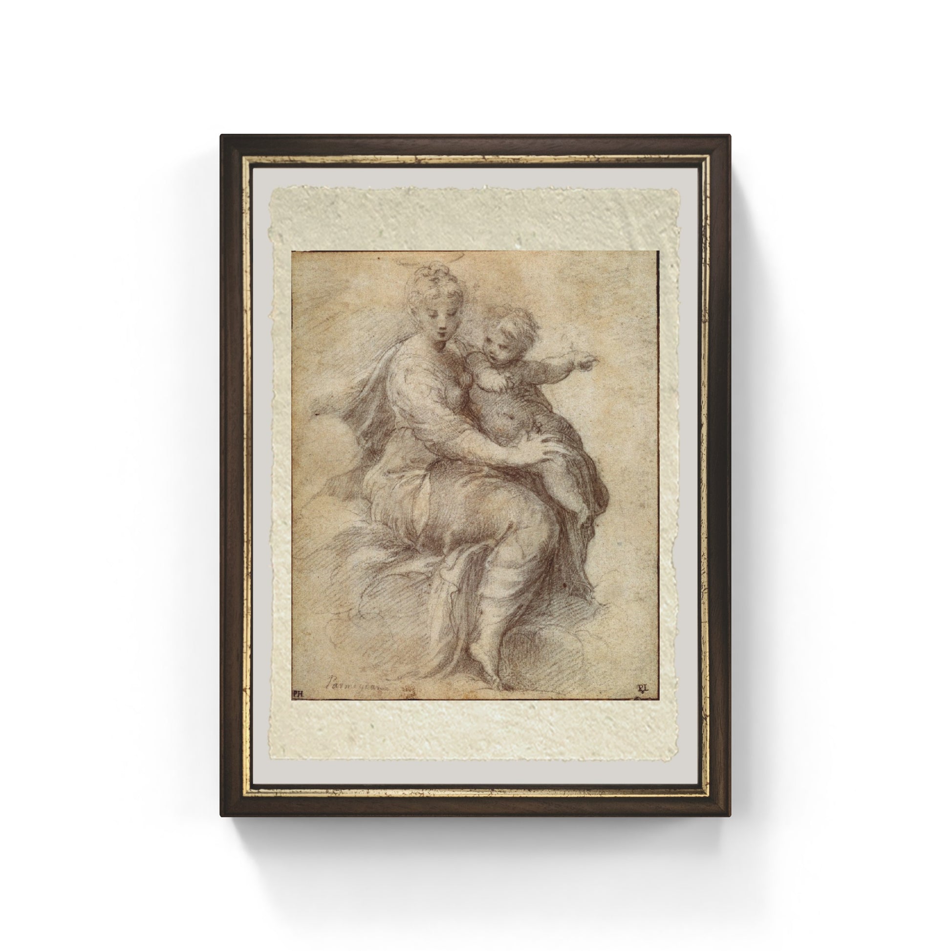 Madonna e Bambino sulle nuvole di Parmigianino su carta Amalfi